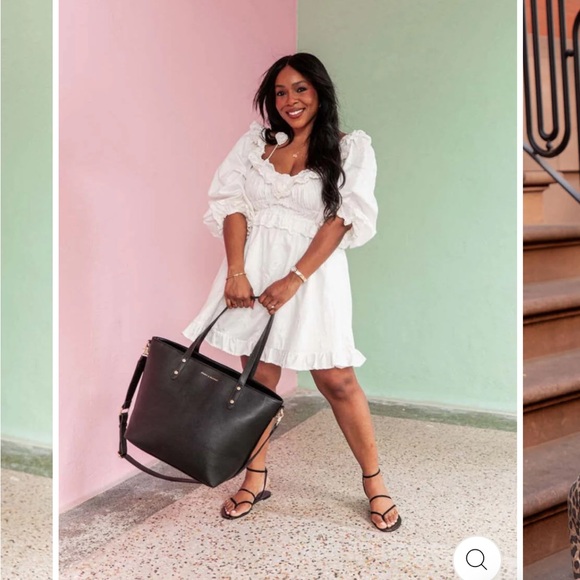 Poppy & Peonies Black Leather Tote with Minimalist Design - Picture 10 of 16